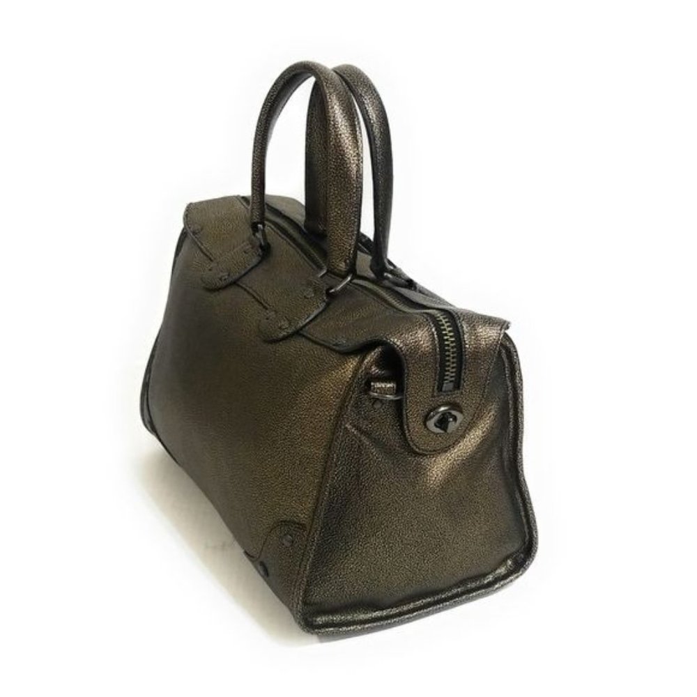 Coach Metallic Leather Rhyder Satchel Shoulder Bag Handbag 33739 in Brass - Picture 8 of 12